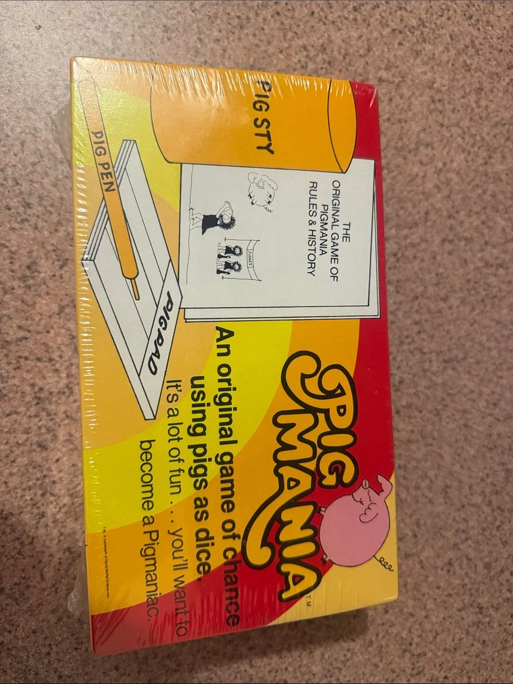 Pig Mania Kids Game - Yellow & Red Family Game Original 1977 New in Sealed Box